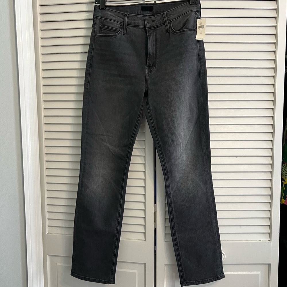NWT MOTHER Dark Grey Mid Rise Dazzler Ankle Jeans